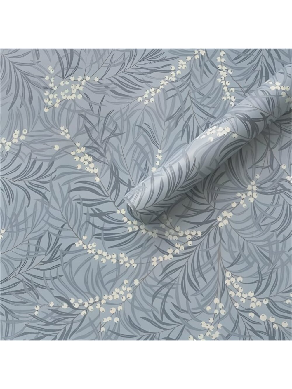 Vintage Wallpaper Blue Peel and Stick Wallpaper Green Leaf Wall Paper